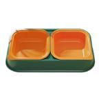ANGLED REMOVABLE TWIN BOWL (ORANGE/ GREEN) (SMALL) (32x17.7x7cm) 2x250ml PKW0FWA011S