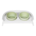 ELEVATED BASE WITH TWIN BOWL (GREY/ GREEN) (38.1x18.8x10cm) 2x300ml PKW0FWA003PGG