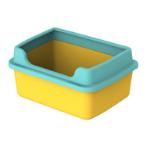 CAT LITTER BOX (TURQUOISE/ YELLOW) (CAT) (48x36x22.5cm) AIC0BL038LGRN
