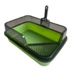 CAT LITTER BOX WITH SCOOP - SEMI ENCLOSED (GREEN) (SMALL) (45x30x17cm) AIC0BL055SGRN