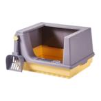 PASTEL HIGH RIMMED CAT LITTER BOX WITH SCOOP (YELLOW/ GREY) (CAT) (41x30x31cm) AIC0BL056PUR