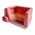 PASTEL HIGH RIMMED CAT LITTER BOX WITH SCOOP (BEIGE/ ORANGE) (CAT) (41x30x31cm) AIC0BL056ORG