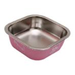 STAINLESS STEEL BOWL SQUARE (PINK) (SMALL) (14x14x6cm) AIC0BW100SPNK