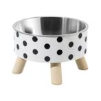 STAINLESS STEEL ELEVATED BOWL (WHITE) (14x14x9cm) AIC0BW067WHT