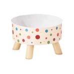 STAINLESS STEEL ELEVATED BOWL (BEIGE) (14x14x9cm) AIC0BW067PNK