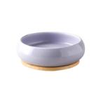 CERAMIC BOWL WITH WOODEN BASE (PURPLE) (14x14x4.6cm) AIC0BW130