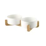 DUAL CERAMIC BOWL WITH BASE (WHITE) (400ml) AIC0BW025B