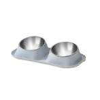 DUAL ELEVATED STAINLESS STEEL BOWL (GREY) (39x20x8cm) AIC0BW120