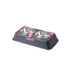 DUAL ELEVATED STAINLESS STEEL BOWL (BLACK) (35.5x17.5x7cm) AIC0BW121BLK