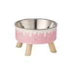 ELEVATED STAINLESS STEEL BOWL (PINK) (14x14x9cm) AIC0BW126PNK