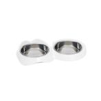 DOUBLE FEEDING DISH WITH 3 STAINLESS STEEL BOWL (200ml) (WHITE) (32X6.4X17.4cm) RCH043875