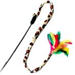 CAT TEASER - LEOPARD TAIL WITH FEATHER & BELL BW/AT3513