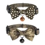 CAT COLLAR WITH BOW 2pcs (CAMOFLAGE & POLKA  DOT) (0.9mmx18-30cm) BWDG4196