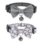 CAT COLLAR WITH BOW 2pcs (FLORAL & STRIPE) (0.9mmx18-30cm) BWDG4257
