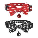 REFLECT CAT COLLAR WITH BOW 2pcs (FISH&BLK TRI)(0.9mmx18-30cm) BWDG4325