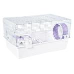 HAMSTER CAGE WITH PLATFORM (WHITE/ PURPLE) 60x35x33cm HTY0BES70