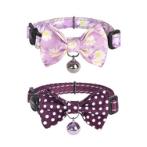CAT COLLAR 2PCS (FLORAL CALAMUS/POLKA DOT PURPLE) (10mmx18-30cm) BWDG4264