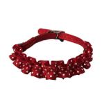 DOG COLLAR - WHITE DOT WAVY (RED) (10mmx20-30cm) BWDC2404RD