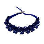 DOG COLLAR - WHITE DOT WAVY (BLUE) (10mmx20-30cm) BWDC2404BU