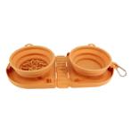 PORTABLE FOLDING DOUBLE BOWL (ORANGE) (40x18x6.1cm) JNP1503