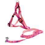 DOG HARNESS WITH LEASH - FOOT PRINT (PINK) (1x120cm) JNPJNHD07710