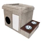 COZY RETREAT PET HOUSE WITH REST TOP AND FOOD TRAY (GREY) (70x50x51cm) JNSYHOUSE007