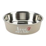 STAINLESS STEEL BOWL - LOVE AT FIRST BITE (GREY) 450ml (14x14x4.5cm) BT0650748