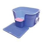 CAT LITTER BOX SET WITH TRASH MAT AND BIN (BLUE) (63x45x32.8cm) JNMSPB09BU